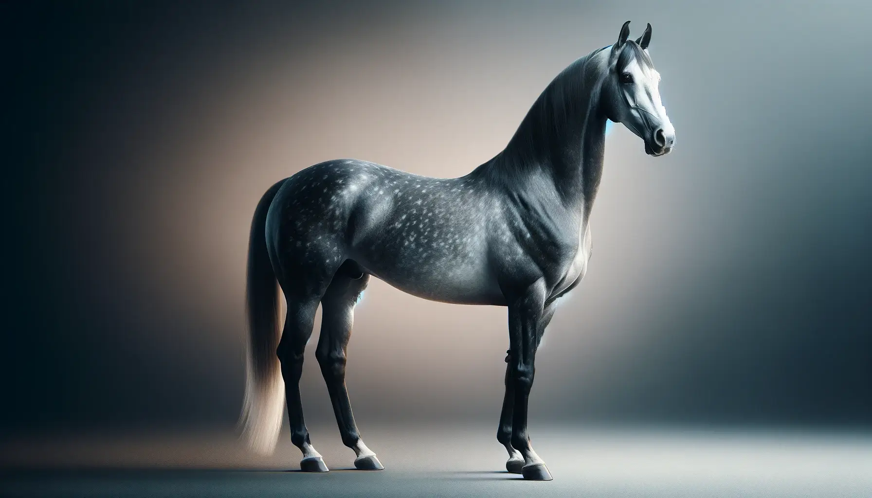 DALL·E 2024-03-22 00.27.53 - Create a captivating 16_9 aspect ratio image featuring a full-body view of a dapple gray Thoroughbred horse standing gracefully.