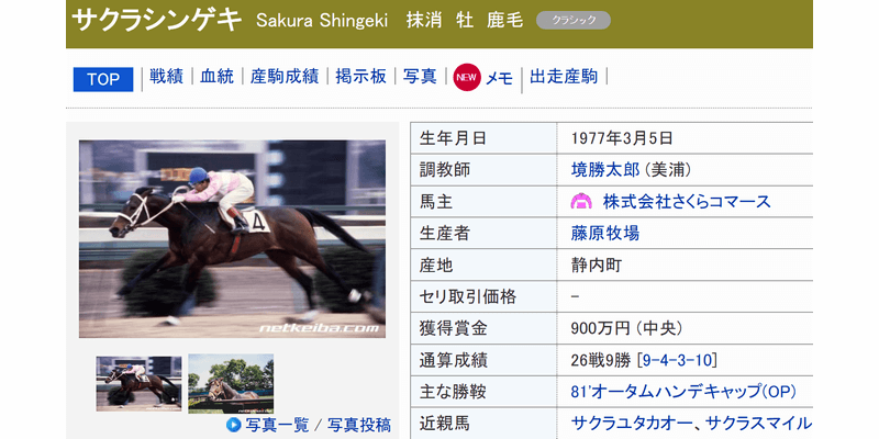 サクラシンゲキ (Sakura Shingeki) | 競走馬データ - netkeiba https://db.netkeiba.com/horse/1977106464/